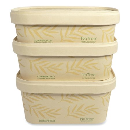 World Centric No Tree Rectangular Containers, 16 oz, 4.7 x 6.8 x 1.6, Natural, Sugarcane, 300PK CT-NT-16